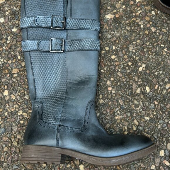 Roan by Bedstu Date Bluish Gray Leather Double Buckle Tall Shoes Size 8.5 - Picture 15 of 16